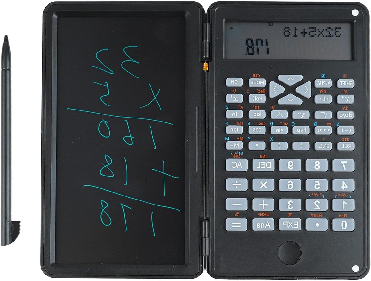 Wetenschappelijke Rekenmachine - Kantoor Rekenapparaat - Financiële Berekeningen - Geïntegreerd Schrijftablet - 240 Functies - Zwart