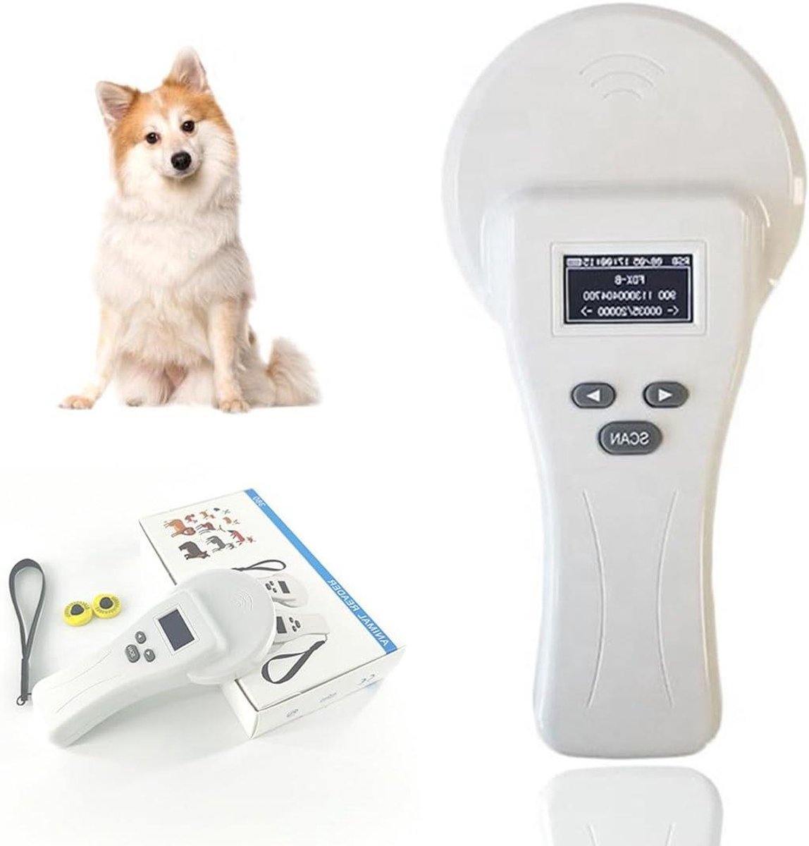 Draagbare Scanner - Chip Lezer - Dieren Identificatie - Groot Geheugen - 225 cm - Zwart