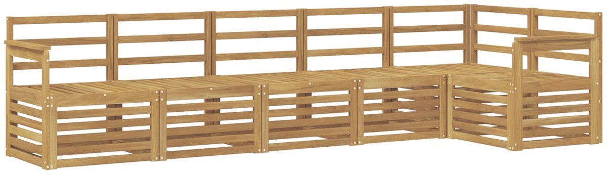 vidaXL Buiten - bank - set - 6 - st - 6-zits - Wit - Massief - Acacia - Hout