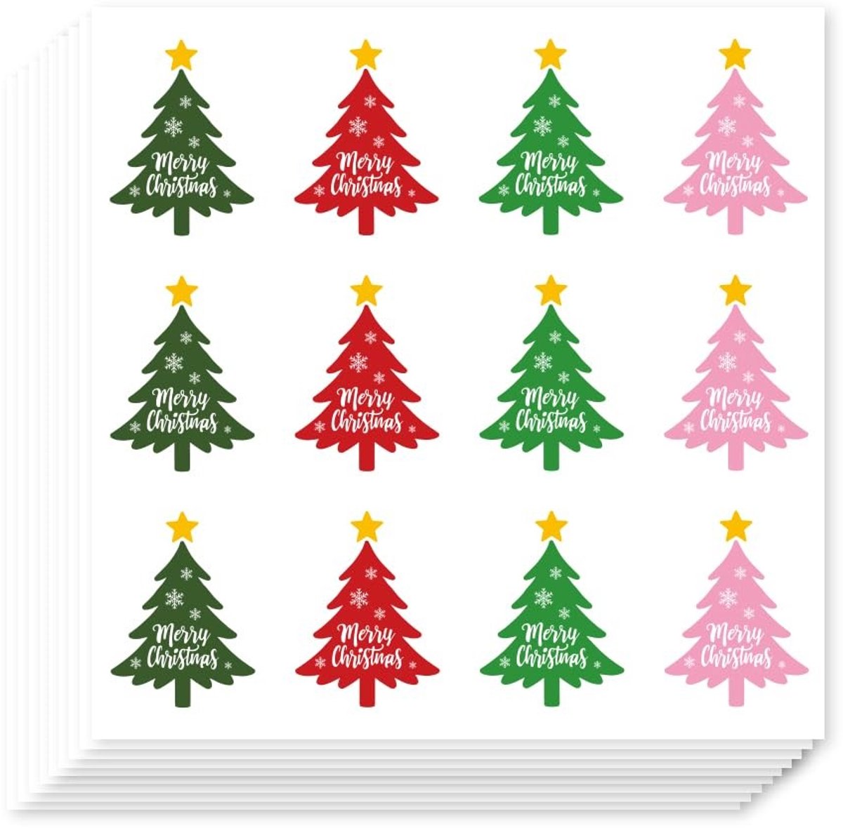 Dailygoods- Kerstboomstickers 240 stuks - Zelfklevende Stickers - 3,5 cm - Kleurrijke Kerstzegels - Decoratie voor Geschenken - Wenskaarten/Scrapbooking - Kerststickers