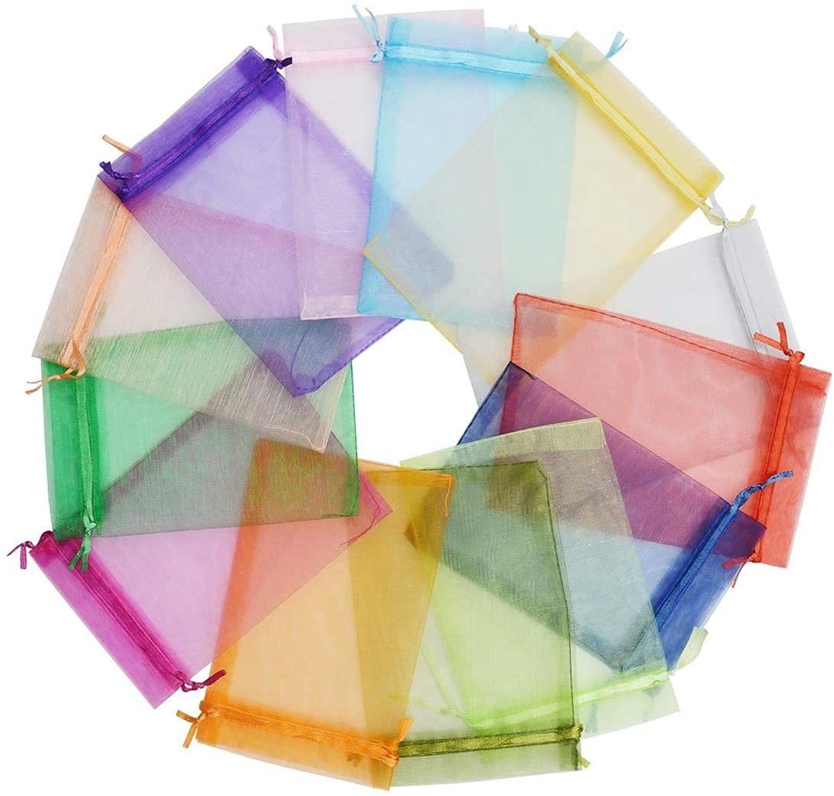 Dailygoods- Organza Zakjes 7 x 9 cm - 100 Stuks - Geschenktas - Jute Zakjes - Party Zakjes - Trouwen - Met Trekkoord - Geschenkzakjes