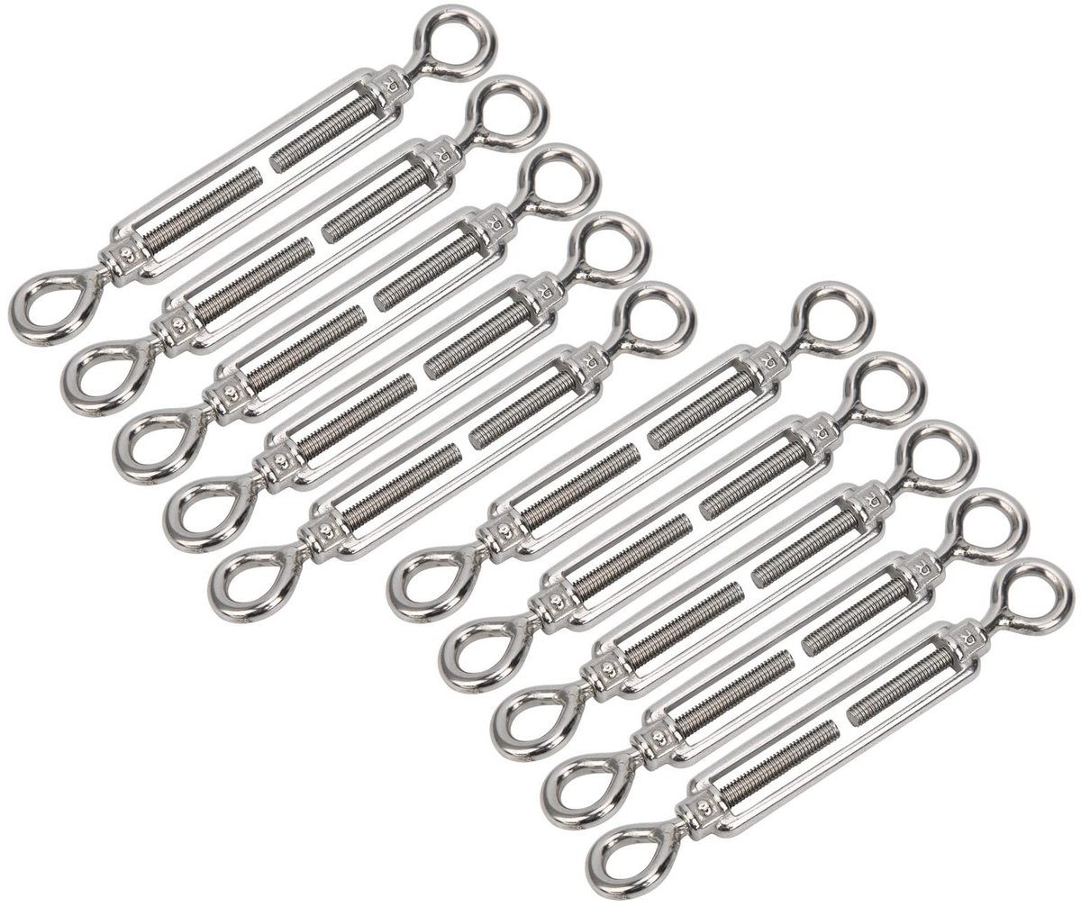 Dailygoods- Spangesp 10 Stuks - Verstelbare Spanschroef - Draadspanner - 304 Roestvrij Staal - Duurzaam - Veiligheidslagervermogen 100 kg
