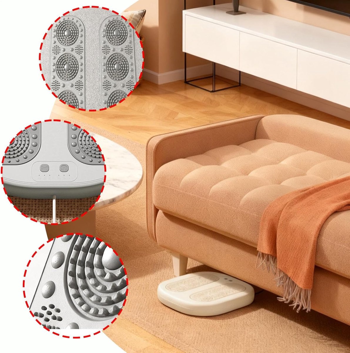Verwarmd Voetensteun - Massage Apparaat - Ontspannen Zitten - Geluidsvrij Verwarmen - 30 x 29.5 cm - Zwart — cadeau in Cadeau-ideeën - foto 6