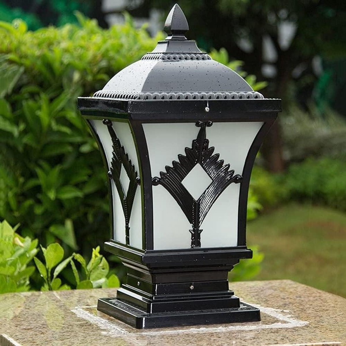Vierkante Glazen Lantaarn - Buitenlamp Tuinlamp - Tuin Verlichten - IP65 Waterdicht - Niet