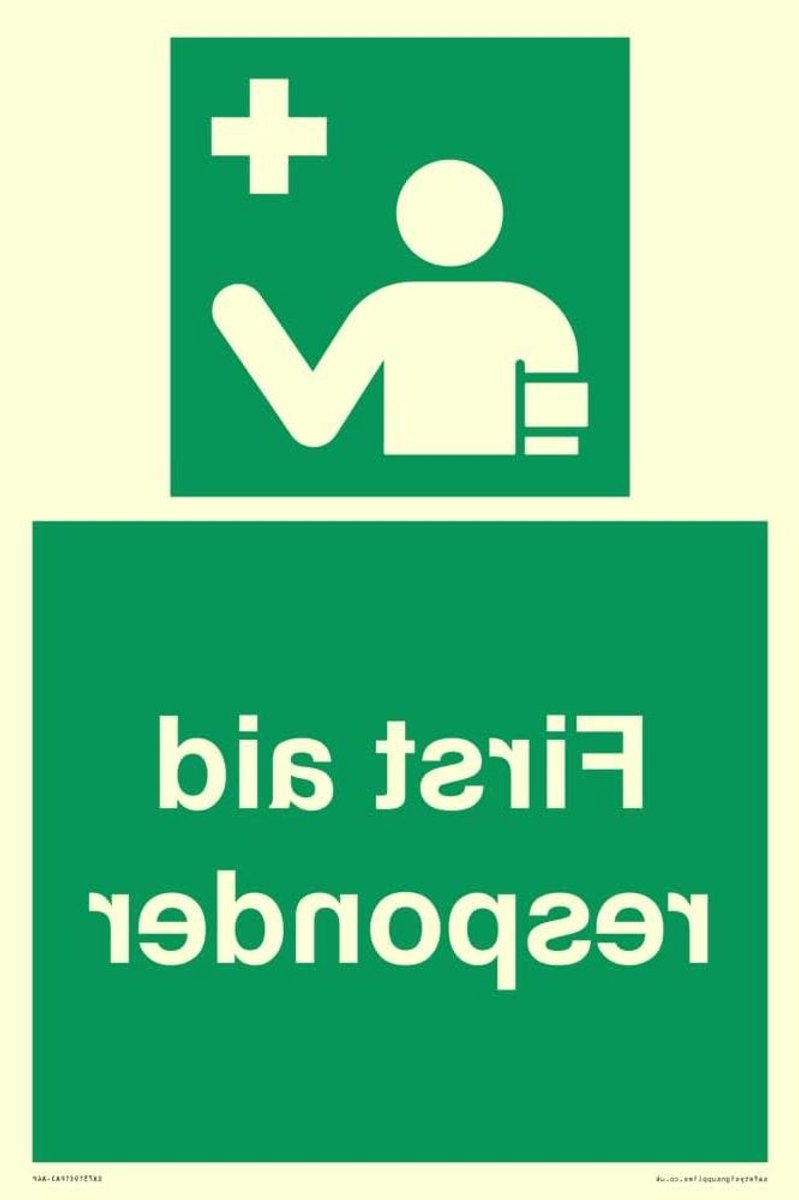 EHBO-bord - Hulpverlener sticker - Veiligheid aanduiden - Fotoluminescerend vinyl - 20x30cm - Groen/Wit