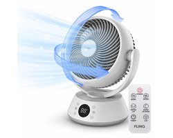 FlinQ AirGlobe Tafelventilator - Automatische oscillatie - Ventilator voor Bureau of Tafel - Roteerbaar - Kleine Ventilator - Fan met Aanpasbare Snelheden - Fluisterstil - Wit