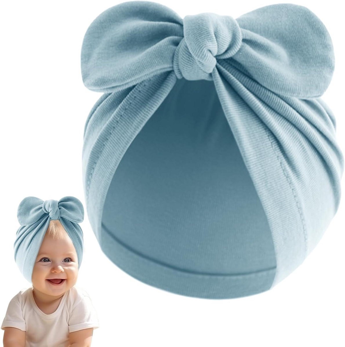 Babymuts Katoen - Hoofddeksel Baby - Dagelijks Gebruik - Comfortabele Pasvorm - Gemiddelde Maat - Grijs