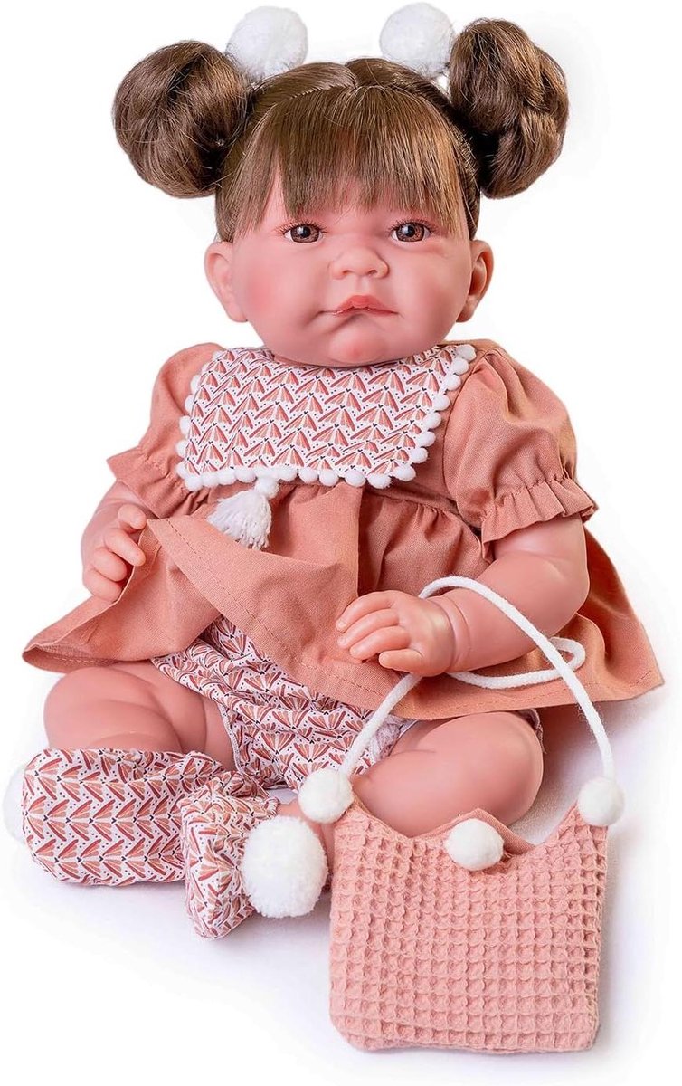 Pasgeboren pop - Baby pop - Leren spelen - Zachte stoffen lichaam - 42 cm - Meerkleurig