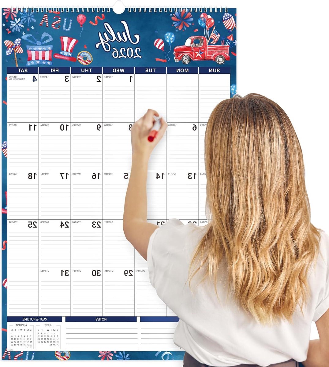 Kalender 2026 - Wandkalender Maandplanning - Dagelijkse Planning - Extra Schrijfruimte - 39 cm Breed - Multicolor