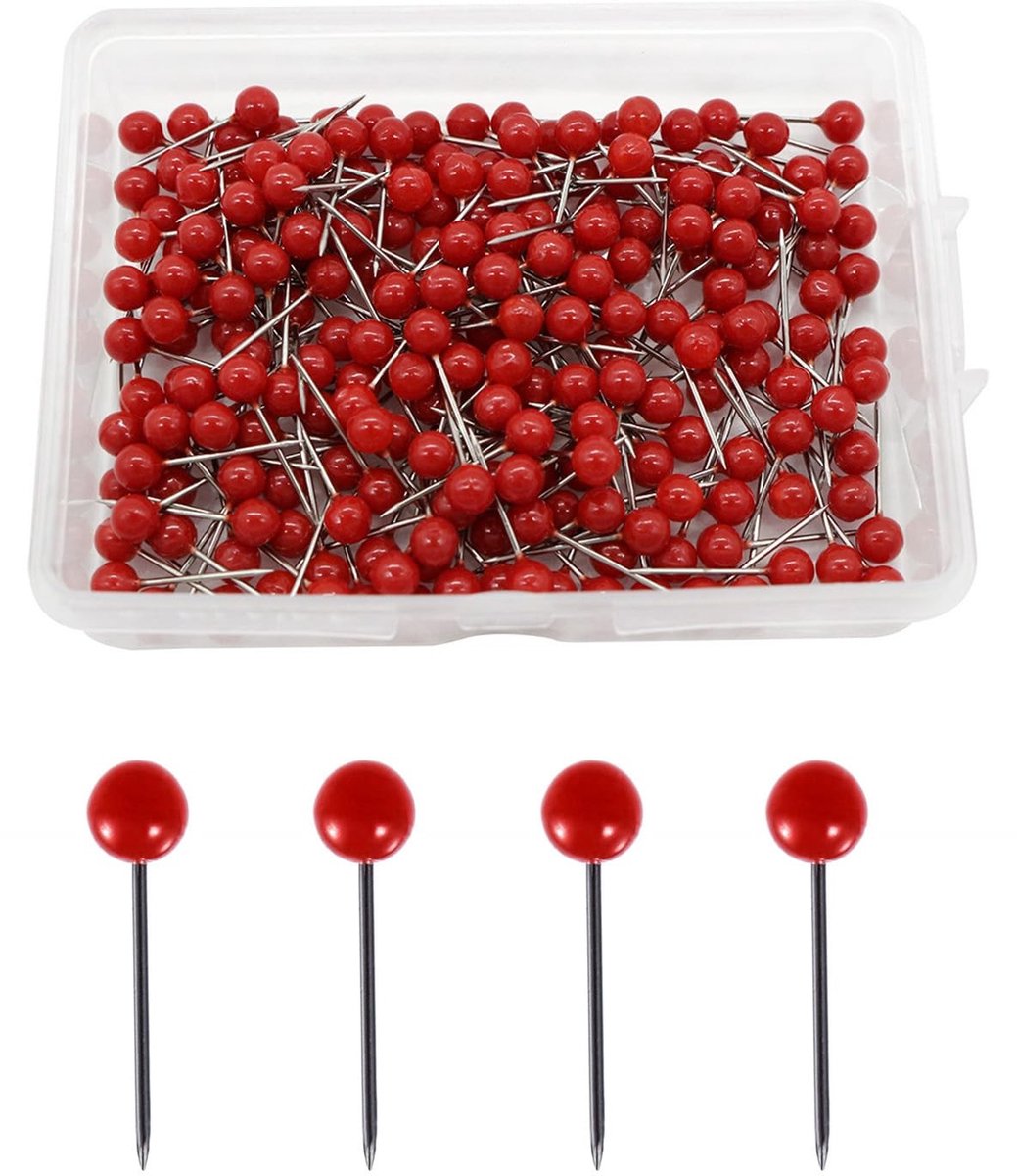 Dailygoods- Kopspelden 300 stuks - Ronde Kopspelden 4 mm - Priknaalden - Pinnaalden - Speldenkussen - Hoogwaardige Kunststof en Roestvrij Staal