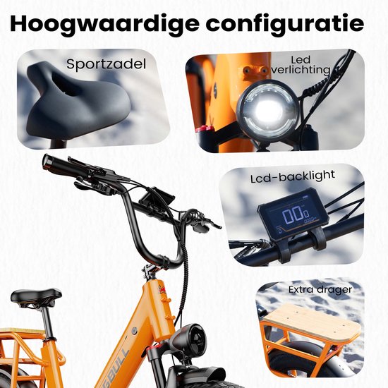 Maxtron Voyager 2.0 Elektrische Fiets - 48V 15Ah Samsung Accu - Bafang 250W Motor - 20 x 4.0 Inch Fatbike Banden - Actieradius 90-100 km - Hydraulische Schijfremmen Voor en Achter - Koppelsensor - Shimano 7 Versnellingen - Oranje van Maxtron — afbeelding 3