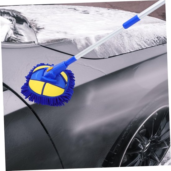 Telescopische Wasborstel - Auto Wasmop - Auto Reinigen - Ergonomisch Ontwerp - 116 cm - Blauw — afbeelding 3