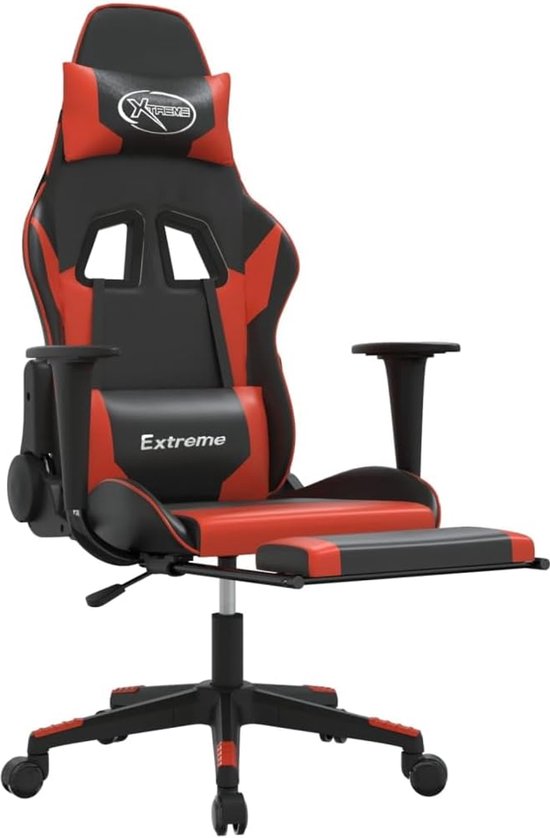 Gaming Stoel - Comfortabele Speelstoel - Ontspannen Zitten - Met Massagefunctie - Niet Gespecificeerd - Zwart Rood — afbeelding 3