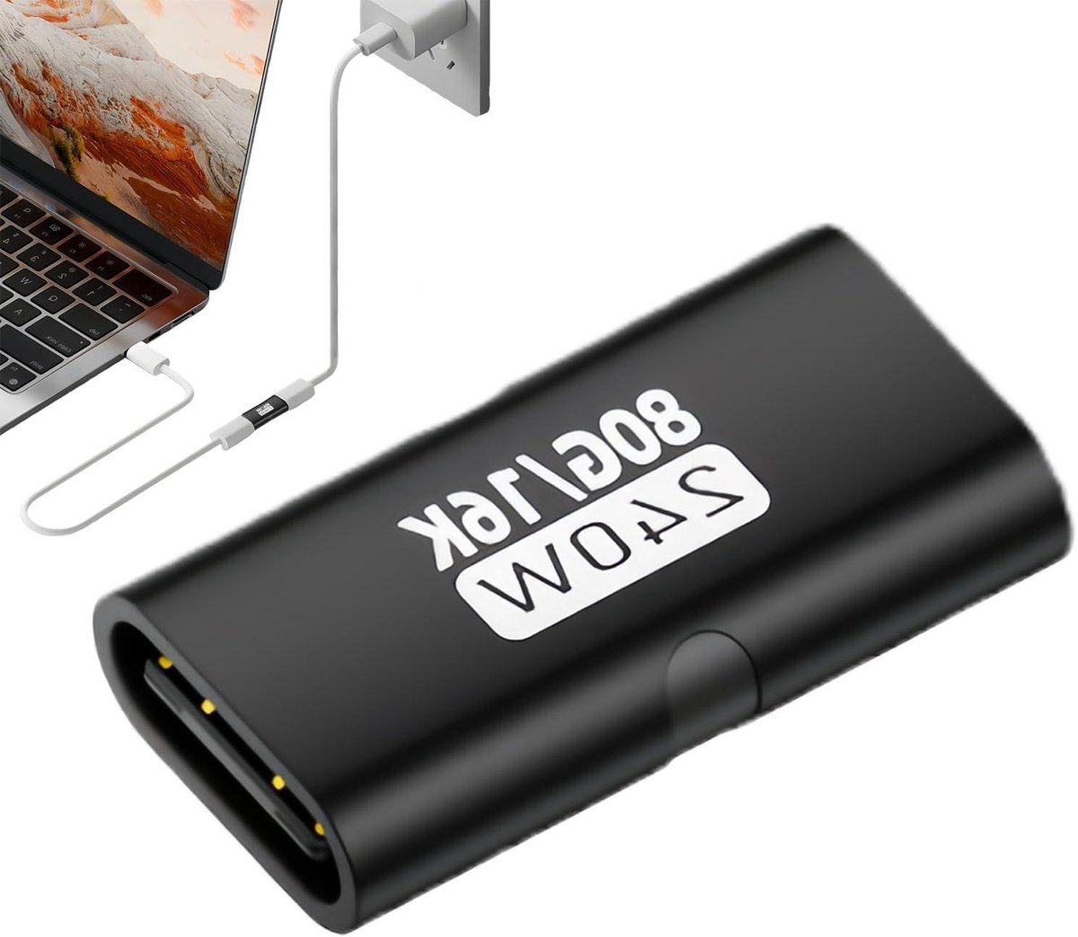 Socket naar bus adapter - Converter aansluiting - Apparaten aansluiten - 240W high-speed - 16K video - Zwart