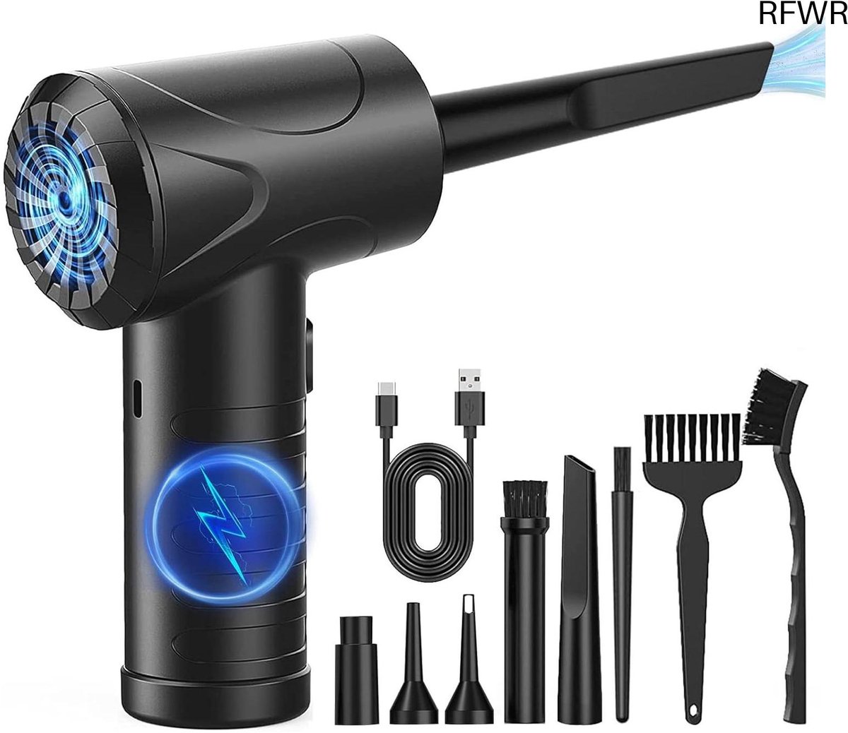 Electric Dust Blower 3 Speed 51000 RPM USB Rechargeable Compressed Air Spray PC Cleaning Kit with 6000 mAh Battery for Laptop, Keyboard, Car, Office Devices, Bank