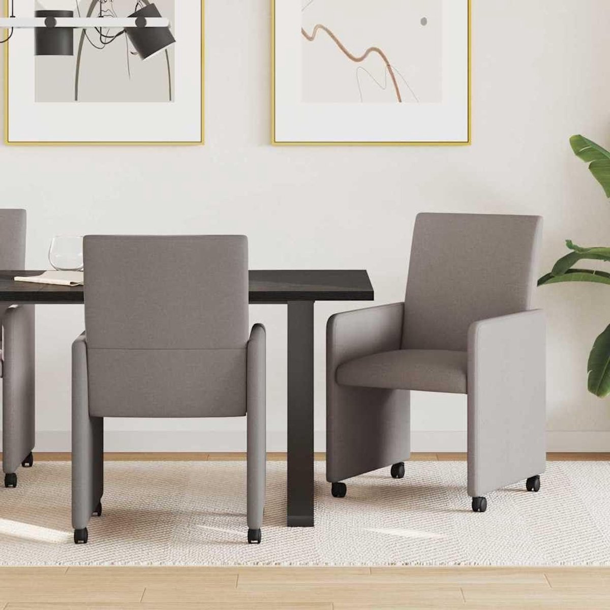 Eetkamerstoelen met wieltjes - Keukenstoelen Stoelen set - Comfortabel Zitten - Ergonomisc