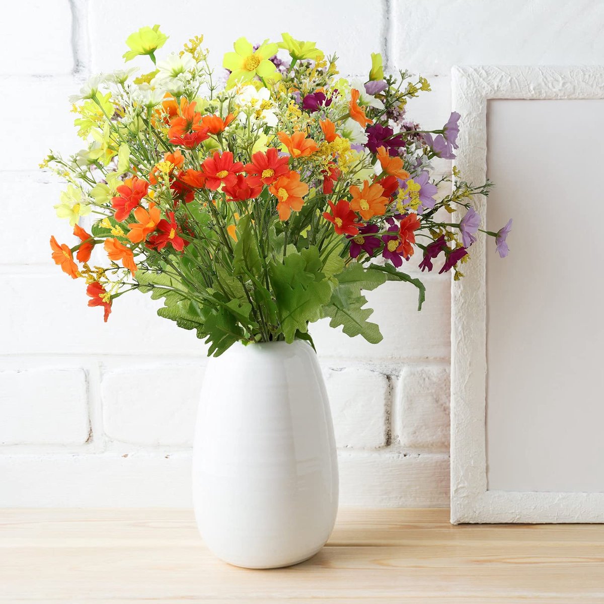 Dailygoods- Kunstbloemen Madeliefjes 6 Stuks - Kunstboeket - Kunstbloemen Decoratie - Zijden Bloemen - Lentedecoratie - Realistisch en Kleurrijk - Nep Bloemen