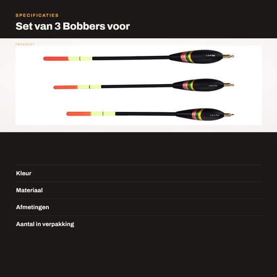 Dailygoods- Visdobbers Grof - Drijft Bobbers 3 Stuks - Gewogen van Dailygoods — afbeelding 4