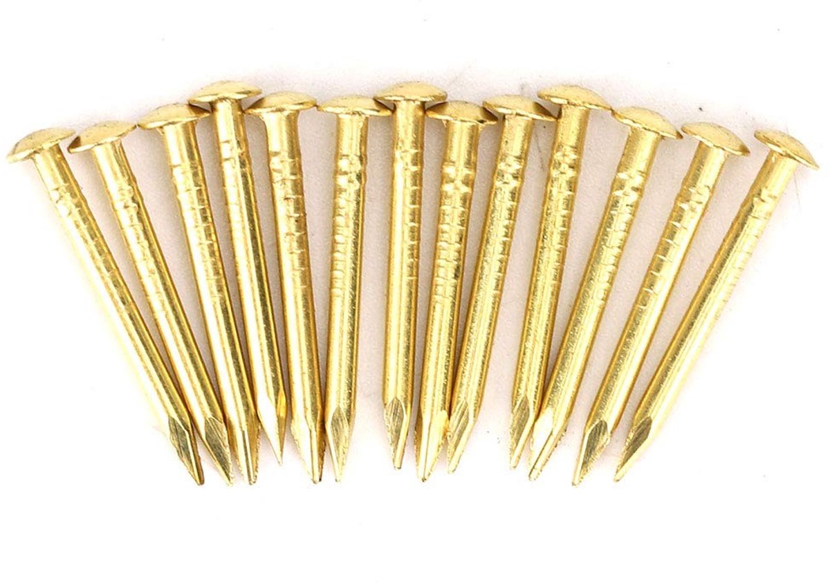Dailygoods- Kopspijkers 100 Stuks - Ronde Kop - Messing - 10mm/15mm/18mm/22mm - Voor Meubels/Scharnieren - Ambachtelijke Projecten - Spijkers