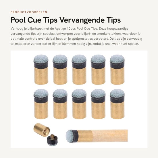 Allecto - Pool Cue Tips - Vervangende Tips voor Biljart en Snooker - 10mm Koper PU Leer - 10 Stuks - Biljartaccessoires - Duurzaam en Betrouwbaar van Allecto — afbeelding 4