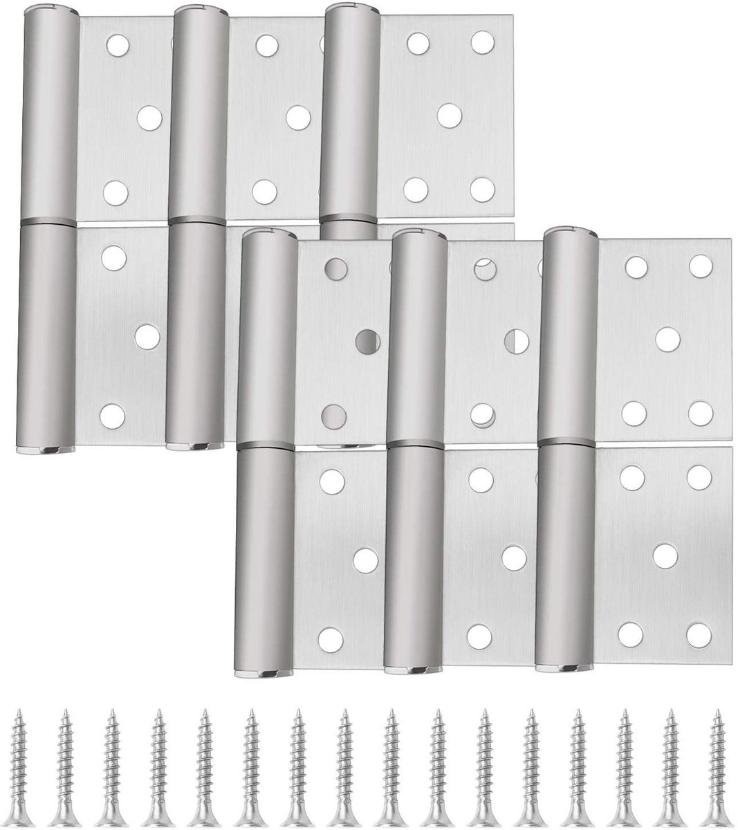 Dailygoods- Deurscharnier 4 Inch - 6 Stuks - Roestvrij Staal - Vlag Scharnier - Lift Off - 360 Graden Rotatie - Bevestigingsschroeven Inbegrepen - Vlagscharnier