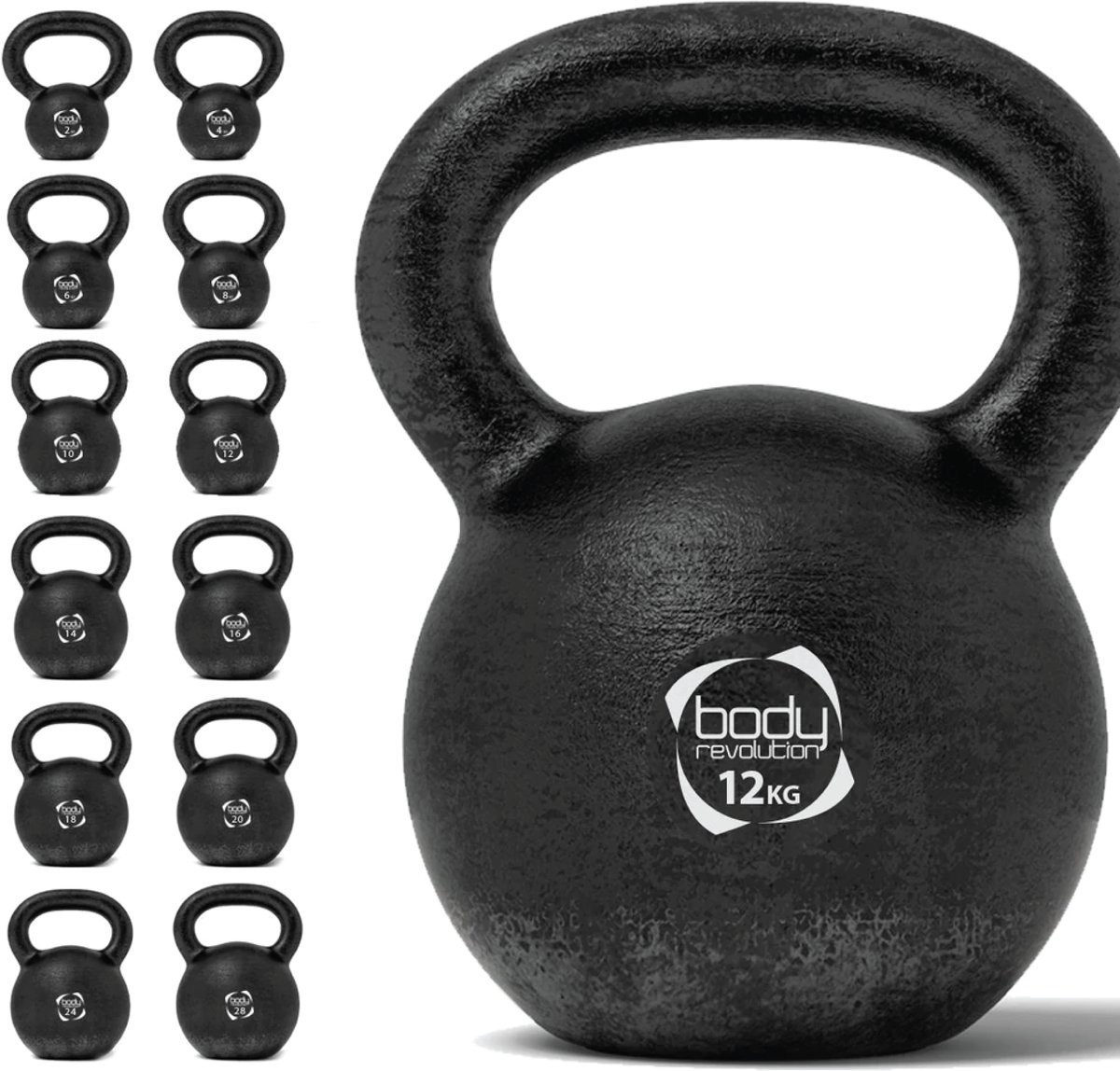 Body Revolution 12kg Kettlebell – Gietijzeren trainingsgewicht