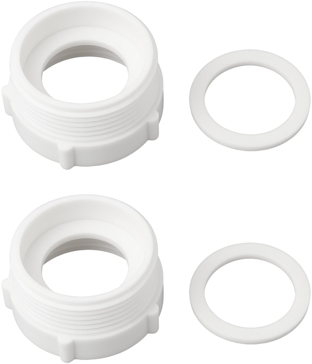Dailygoods- Afvalextension 2 Stks - Draad 1-1/4 inch / 1-1/2 inch - Hoogte 26,5 mm - Binnendiameter 42 mm - Eenvoudige installatie - Geschikt voor badkamerarmaturen - Afvoerbuis