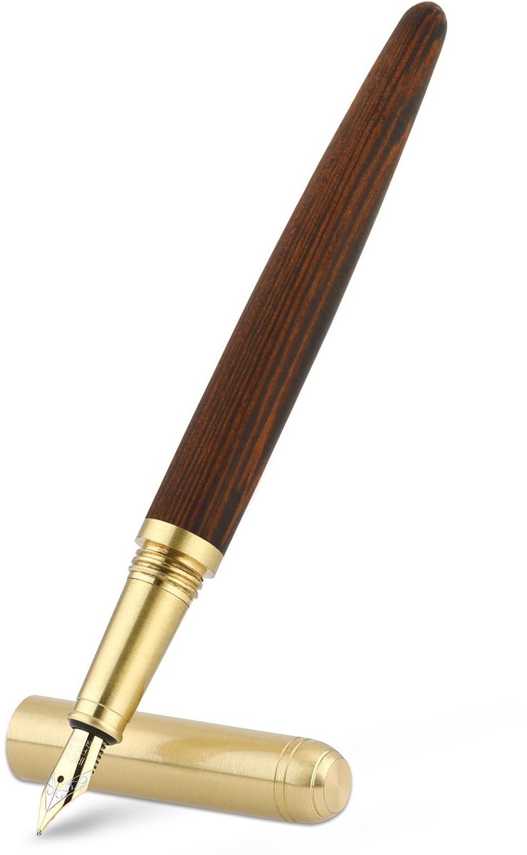Dailygoods- Houten Vulpen Handgemaakt - Vintage Luxe Pen - 0,5 mm Fijne Punt - Zakelijke Pen - Soepel Schrijven - 14,8 cm Lengte - Vulpennenset