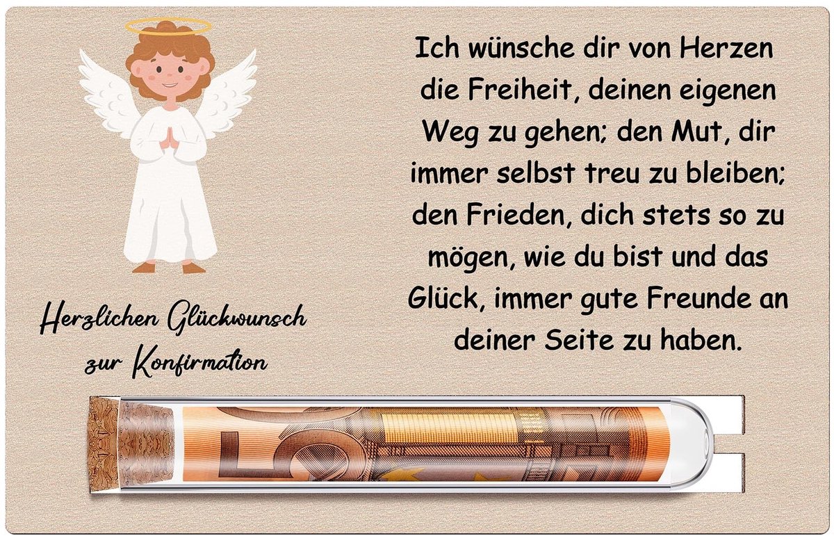 Dailygoods- Geldgeschenk Houten Bevestigingskaart - Reageerbuis - Origineel Cadeau - Confirmatie - Geldgeschenken Kinderen - Hoogwaardige Kwaliteit - Cadeaukaart