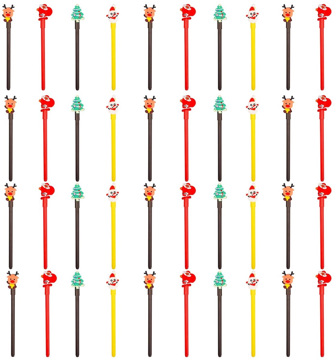 Dailygoods- Gelpen Lichtgewicht - Kerst Gelpennen - Sneeuwpop/Rendier/Kerstman - 40 Stuks - Duurzaam - Comfortabele Grip - Schrijfpennen