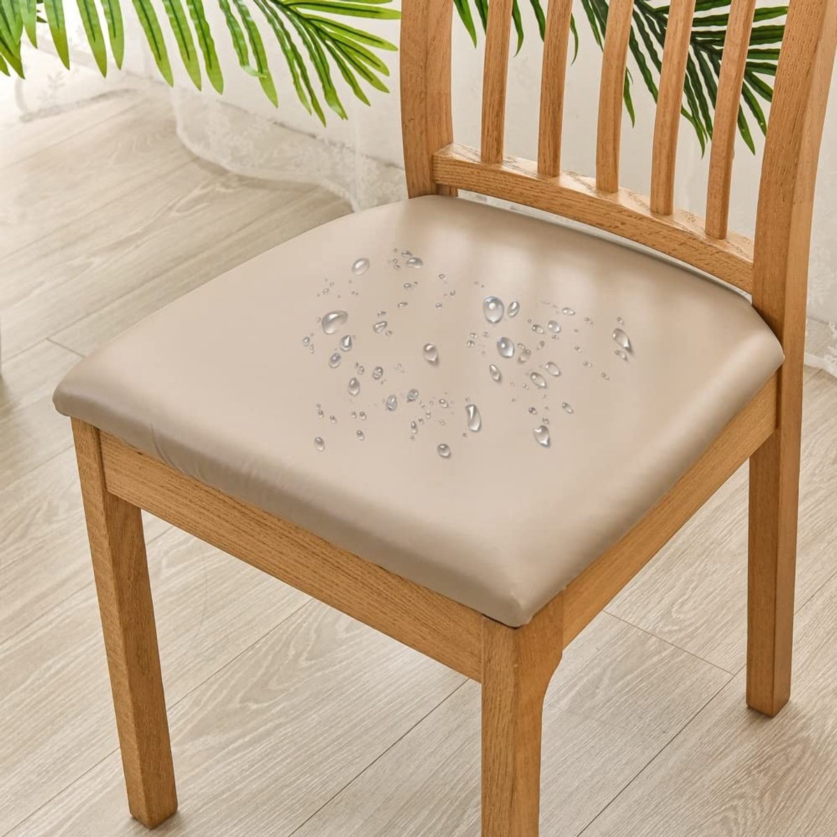 Dailygoods- Stoelkussen 4 Stuks - Waterbestendige PU Leer - Verwijderbare Slipcovers - Eetkamer Stoelhoezen - Duurzaam en Kreukbestendig - Bescherming tegen Vlekken - Stoelhoes