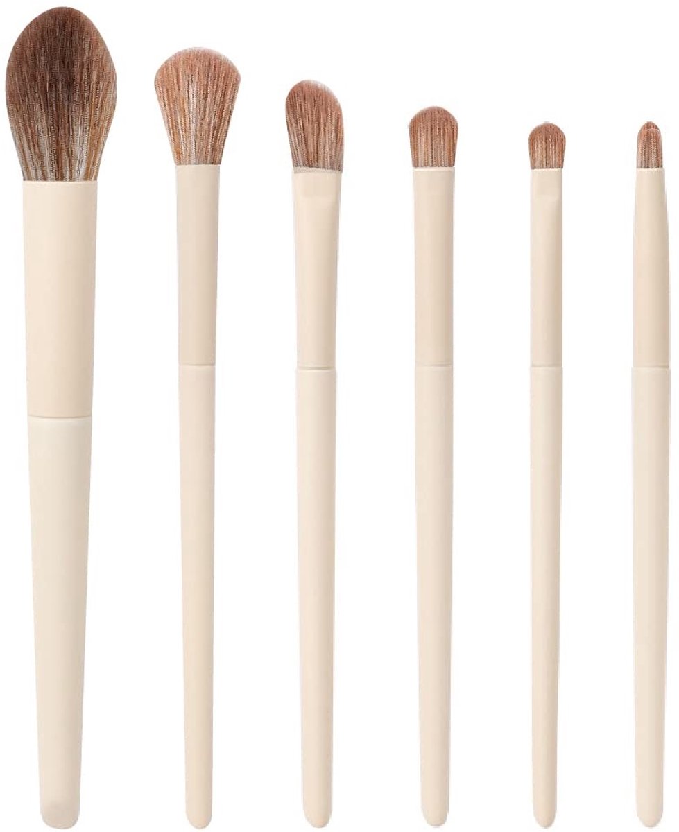Dailygoods- Make-upkwastenset 6-delig - Dierproefvrij - Veganistisch - Ultrafijne synthetische haren - Gezichts- en oogpenselen - Professionele afwerking - Make-upborstels