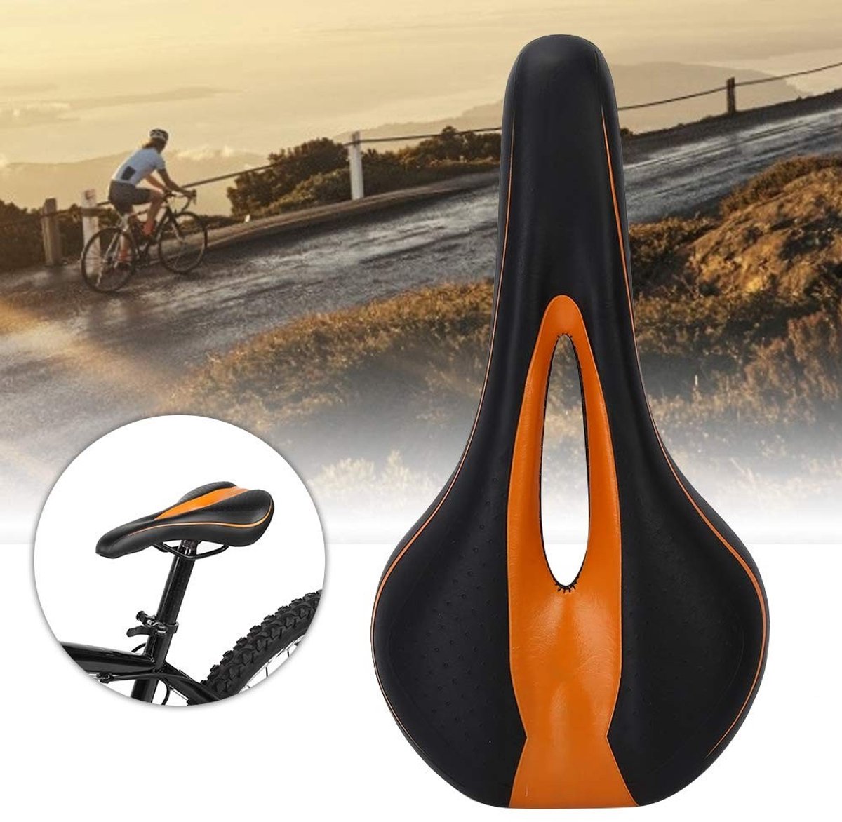 Dailygoods- Fietszadel Comfortabel - Ergonomisch Ontwerp - Waterdicht PU - Schokabsorberend - Lichtgewicht - Stevig Stalen Frame - Fietsstoel