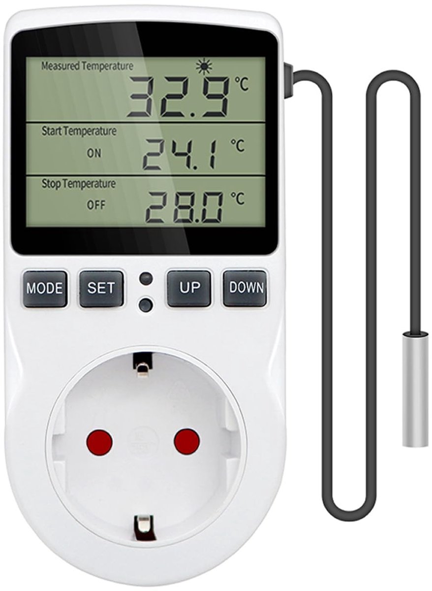 Dailygoods- Temperatuurcontroller met Sensor - Digitale Thermostaat - Timerfunctie - LED D