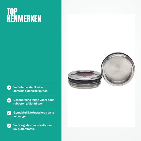 Dailygoods- Puttergewichten 10g - 2 Stuks - Hoogwaardige Metalen Gewichten - Rubberen Ringen - Slijtvast - Vochtbestendig - Golfgewichten van Dailygoods — afbeelding 2