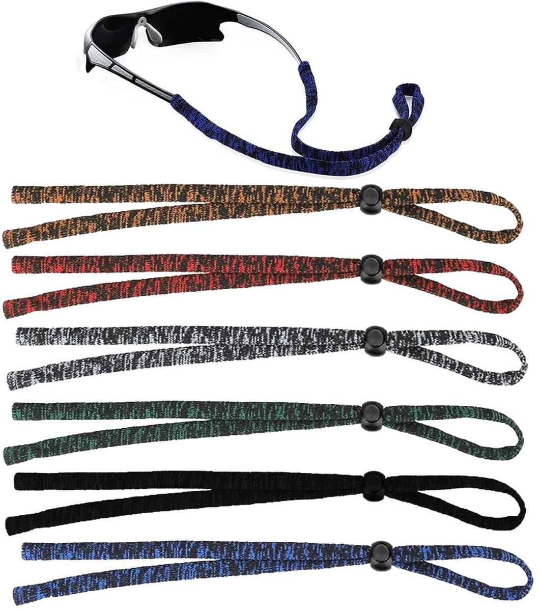 Dailygoods- Brillenriem set van 6 - Verstelbaar - Antislip - Zonnebrilkoord - Sportbrillenhouder - Zacht nylon en katoen - Brillenkoord