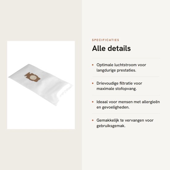 Dailygoods- Stofzuigerzakken 6 stuks - Geschikt voor KIRBY SENTRIA G10/G10E - Synthetisch meerlaagse stof - Drievoudige las - 99,97% stoffiltratie - Vacuümzakken