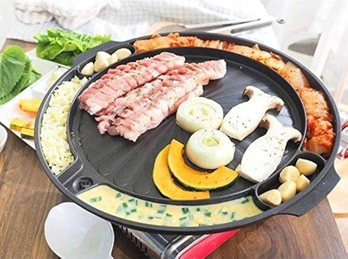 Grillpan Kookplaat - Barbecue Pan - Vlees Grillen - Vetafvoersysteem - 433 Centimeter - Zwart