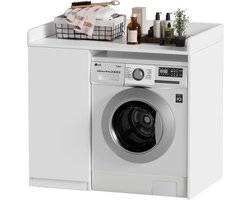 Wasmachinekast, 96 x 66 x 96 cm, bovenbouwkast, wasmachine of wasdroger, moderne ombouwkast, kast voor wasmachine en wasdroger met opslag voor keuken en badkamer (A)