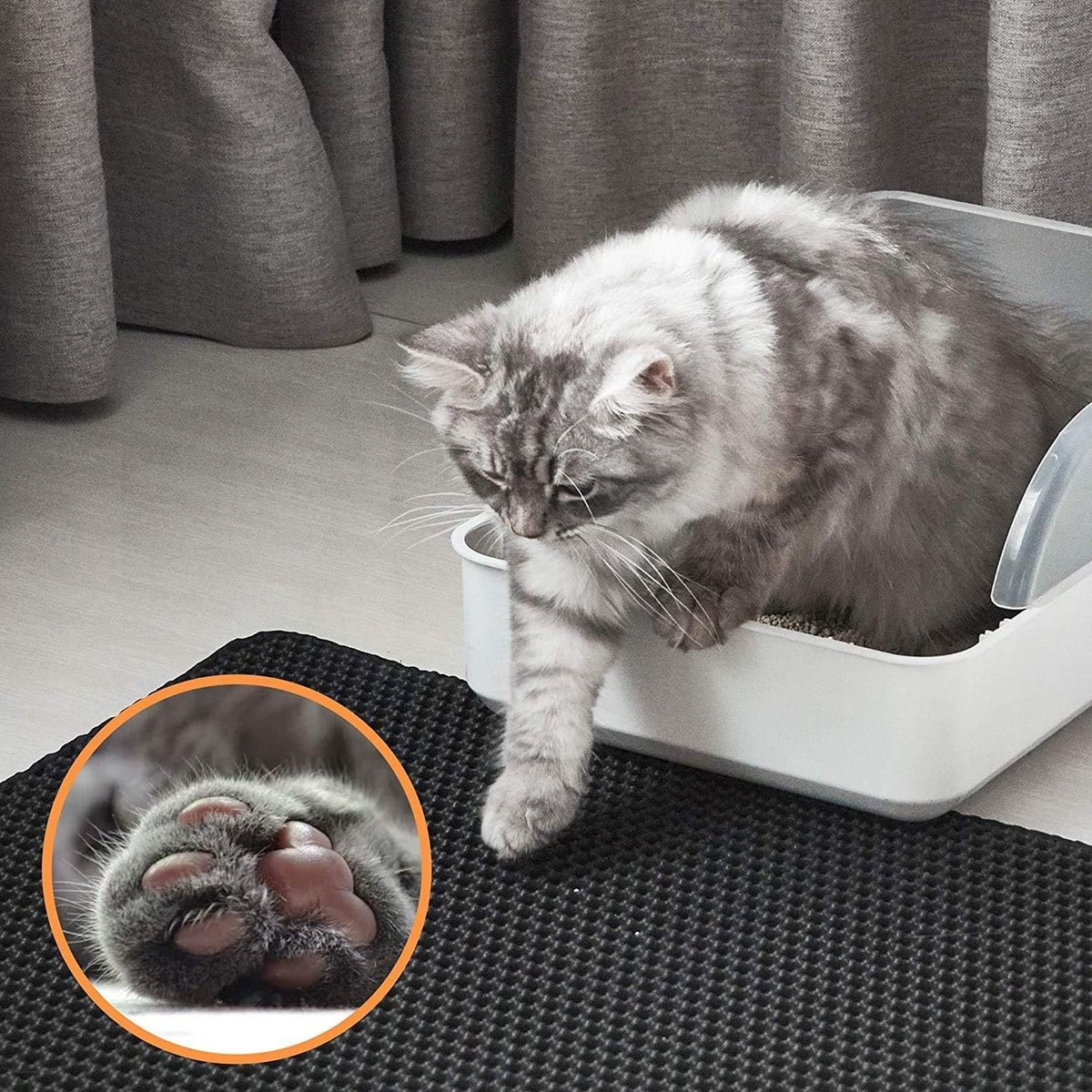 Kattenbakmat - Kattenbak Lade - Kattenbak Schoon - Honingraat Ontwerp - 62x42cm - Zwart