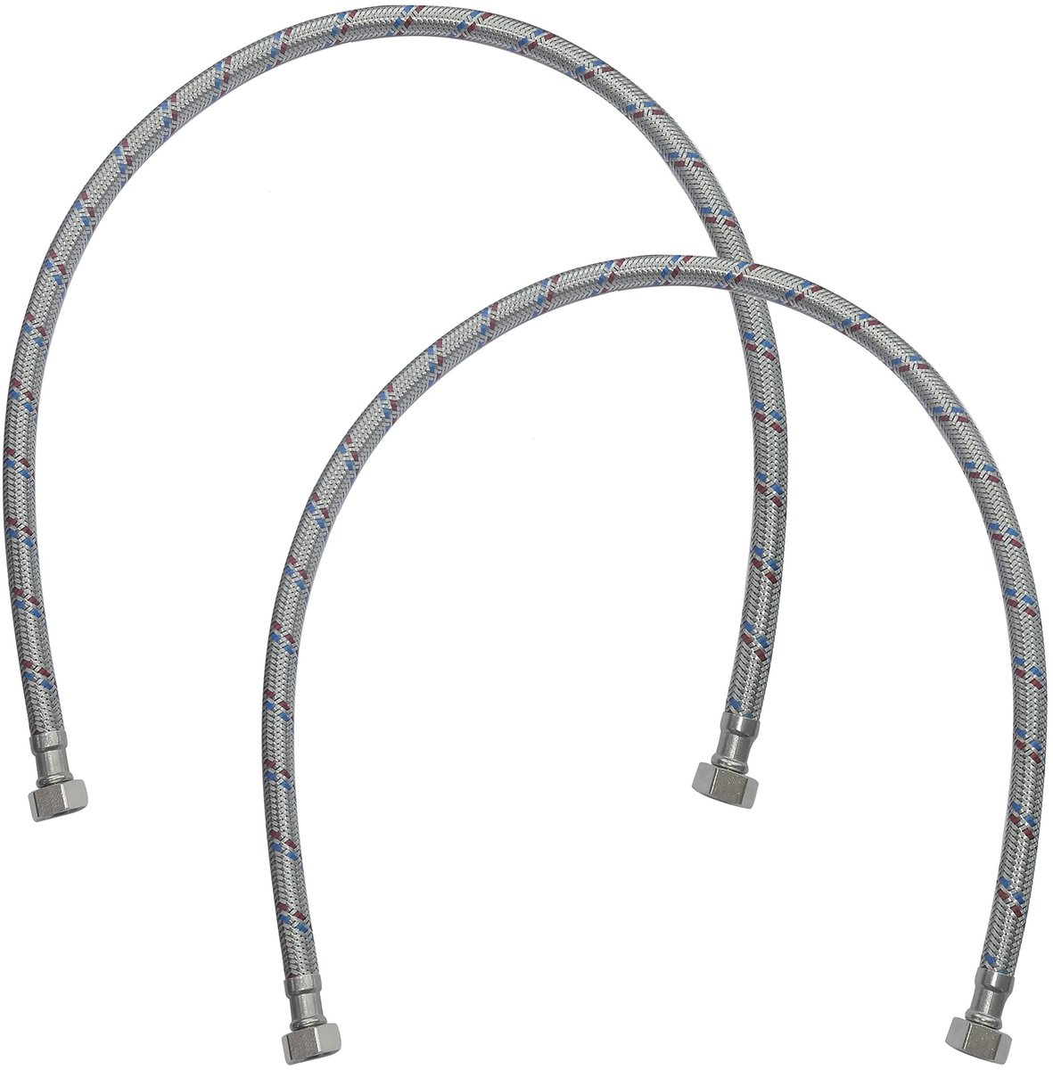 Dailygoods- Aansluitslang Set van 2 - Flexibele Waterslang 800 mm - 3/8" Vrouwelijk - Sanitaire Elementen - Gevlochten Staallaag - Maximale Druk 1 MPa