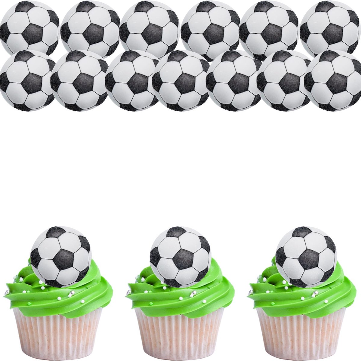 Dailygoods- Taartdecoratie 48 stuks - Cupcake-toppers - Eetbare decoratie - Voetbal thema - Kinderverjaardag - Hoogwaardige papierkwaliteit