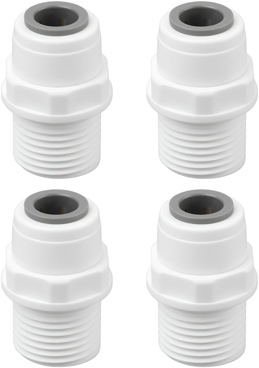 Dailygoods- Push Fit Connector - 4 Stuks - 10mm naar 1/2" BSPT Mannelijk - Duurzaam Plastic - Eenvoudige Installatie - Lekvrije Aansluiting - Fitting
