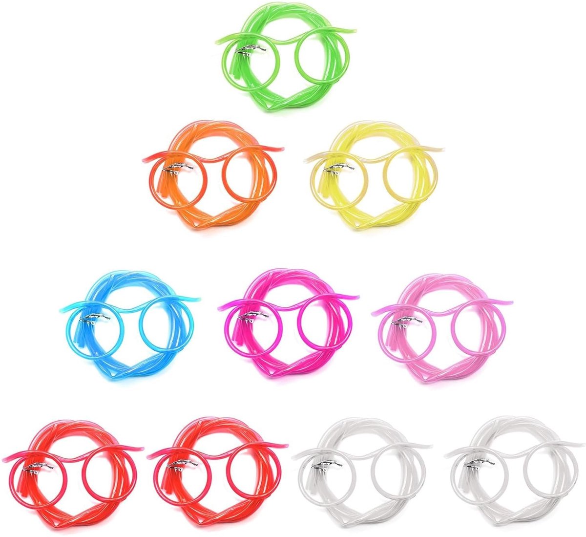 Dailygoods- Brillenrietjes 10 stuks - Herbruikbare Rietjes - Kunststof - Grappige Feestbrilrietjes - Veilig en Niet Giftig - Geschikt voor Kinderen - Feestrietjes