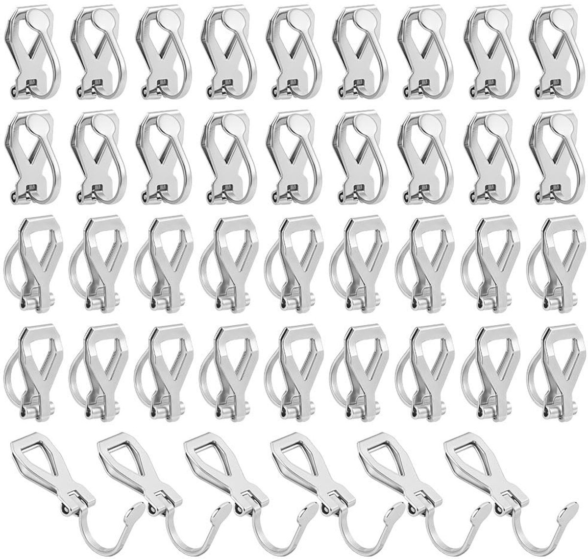 Dailygoods- Oorbellen Converter 50 Stuks - Clip-On Bevestiging - Roestvrij Staal - Hypoallergeen - 12 x 6 x 8 mm - Comfortabele Draagervaring