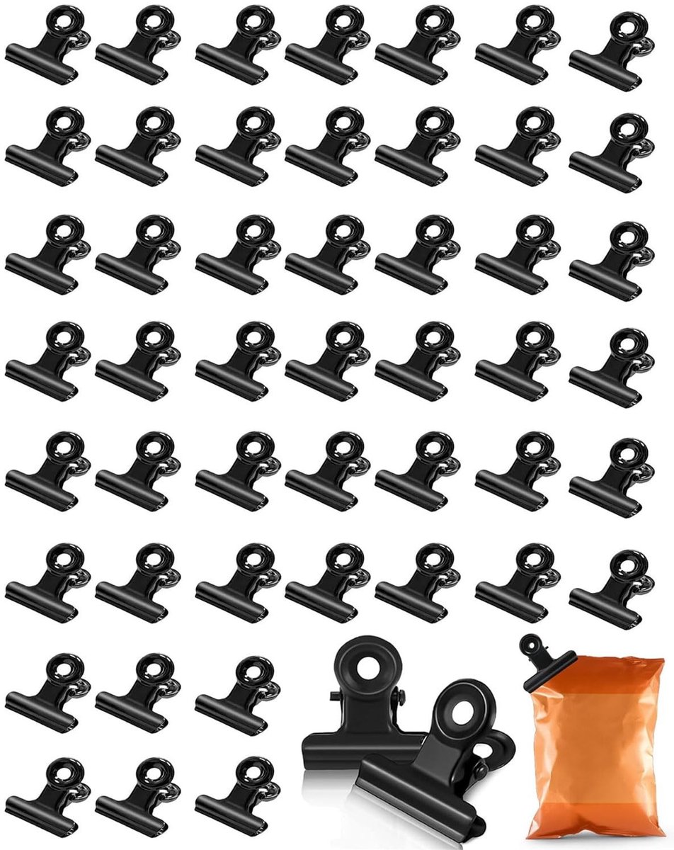 Dailygoods- Paperclips 50 stuks - Kleine Metalen Klemmen - Multifunctionele Scharnierclip - Hoogwaardig Roestvrij Staal - 21 mm - Zwart