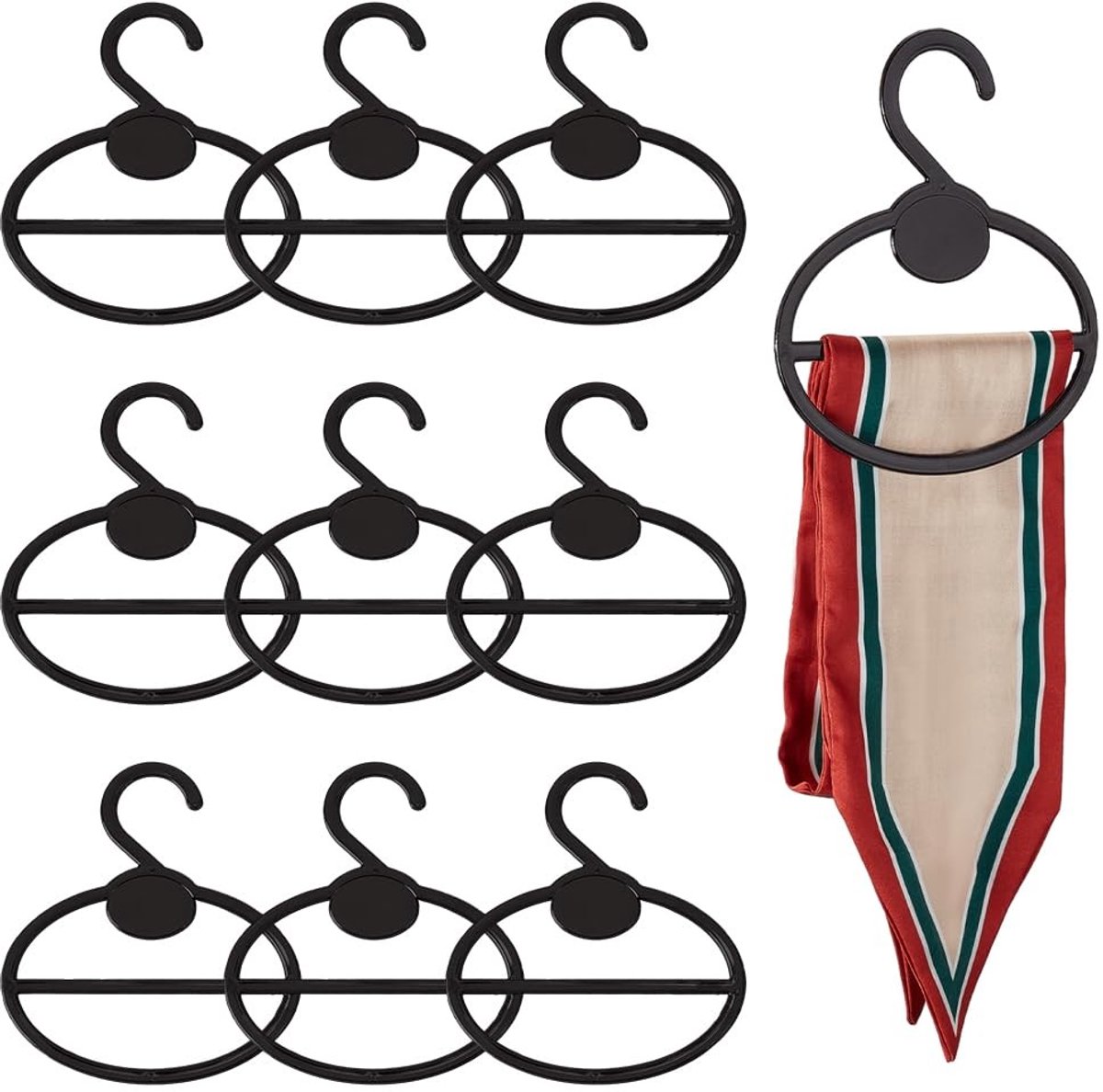 Dailygoods- Sjaalhanger 10 Stuks - Ruimtebesparende Organizer - Ovale Ringhouder - Cirkel Stropdas Hanger - Voor Sjaals/Hoofddoeken - Sjaalorganizer