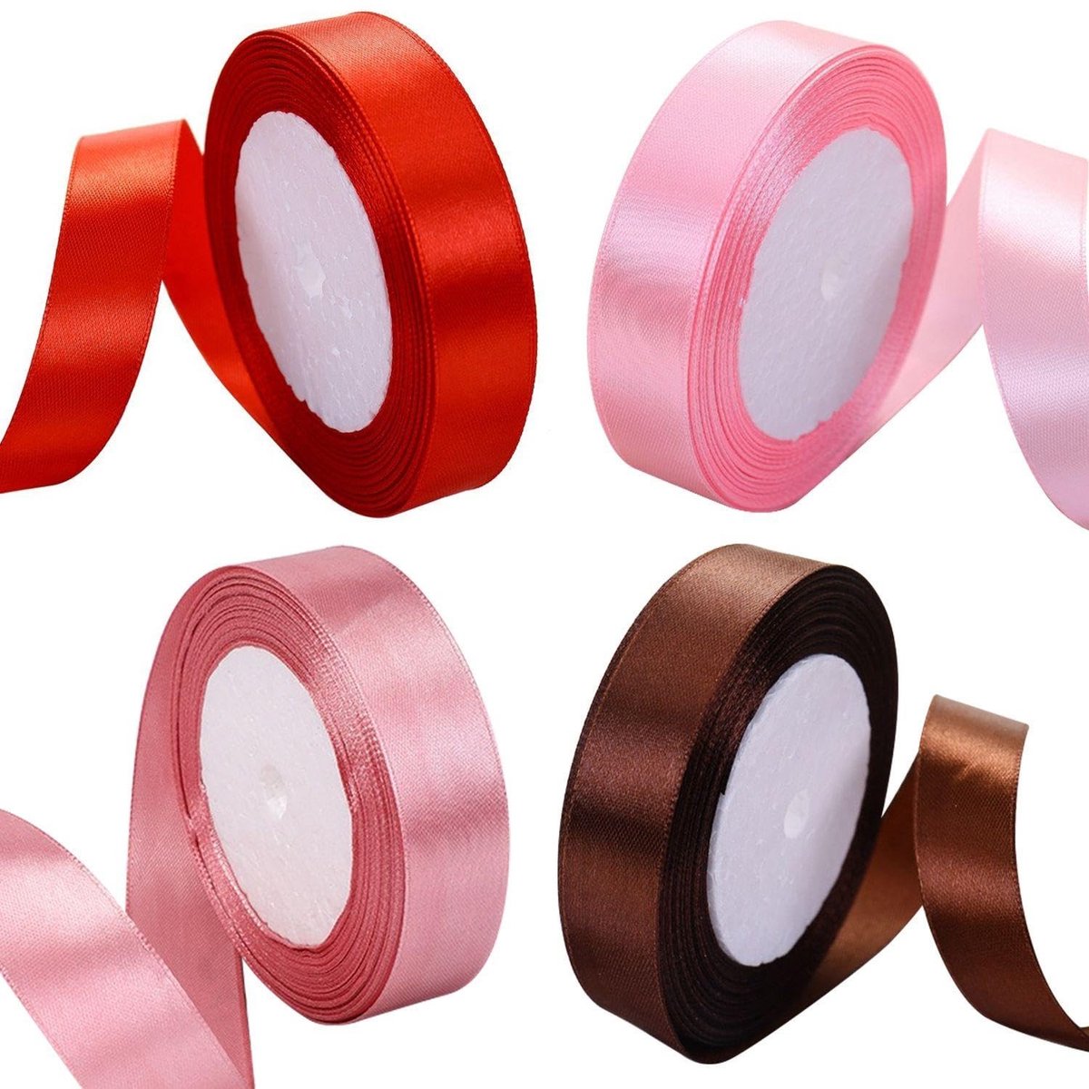 Dailygoods- Cadeaulint 4 Rollen - Decoratielint - Stoffen Lint - Doe-het-zelf Geschenkverpakking - Flexibel Polyester - 2 cm x 22 m