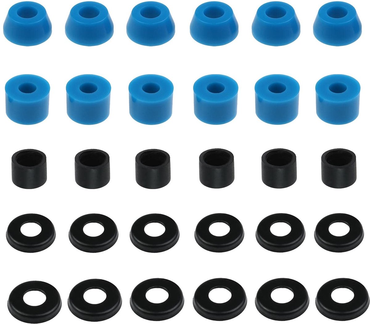 Dailygoods- Bushings Set - 3 Sets Skateboard Truck Bushings Kit - Inclusief 6 Top/6 Bottom Bushings - 6 Pivot Cups - 12 Cup Ringen - PU/Metaal Materiaal