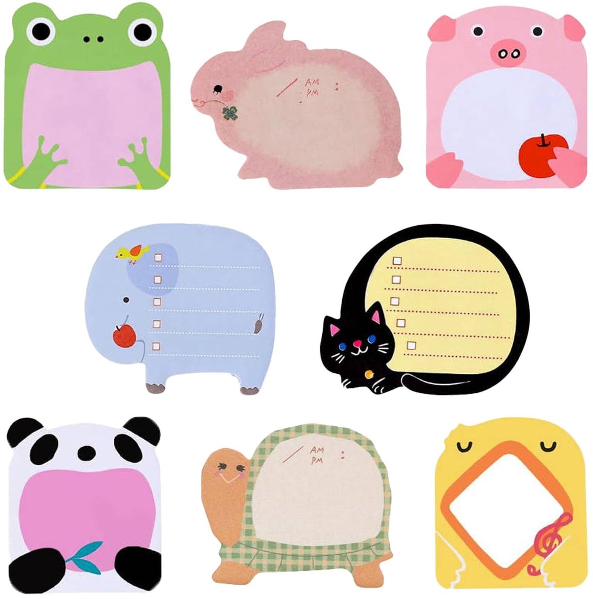 Dailygoods- Notitieblaadjes 8 stuks - Zelfklevend - Cartoon Dieren - Creatief voor Kinderen - Ideaal voor Scholieren - Afmeting 8 cm x 5,5 cm - Notitieblok